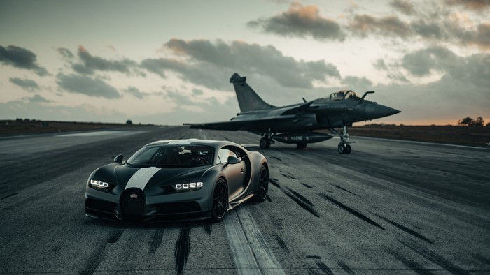 car, Bugatti Chiron, Dassault Rafale