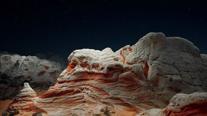 rock, nature, stars, iOS, desert