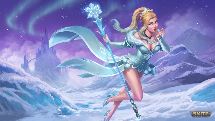4K, PC gaming, Aphrodite (Smite), staff, looking at viewer, fantasy girl, video game girls, fantasy art, Smite, video games