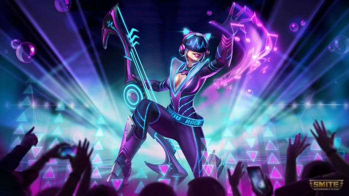4K, Smite, artwork, cyan, Neith (Smite)