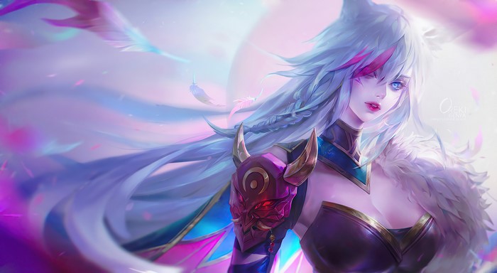 4K, fantasy art, aqua hair, video game girls, looking at viewer, PC gaming, pink lipstick, fantasy girl, video game art, aqua eyes, Xayah (League of Legends), League of Legends