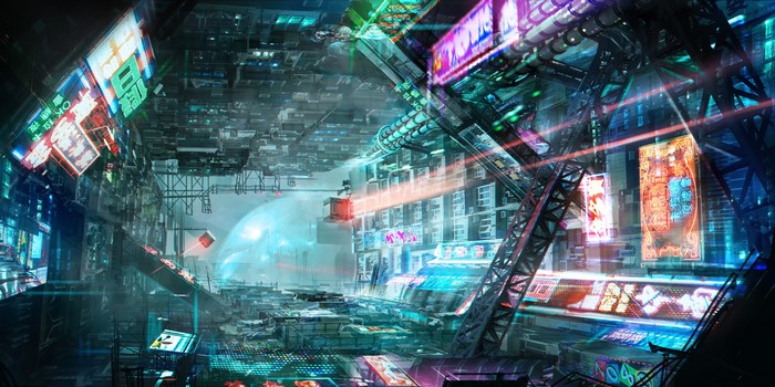 4K, cyberpunk, neon, Chen Jie
