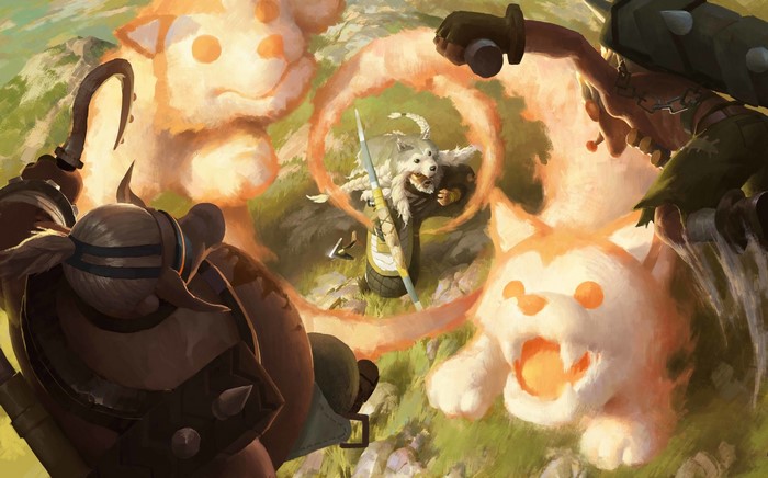 magic, Overwatch, Senfeng Chen, illustration, Hanzo, fantasy art, dog, Junkrat
