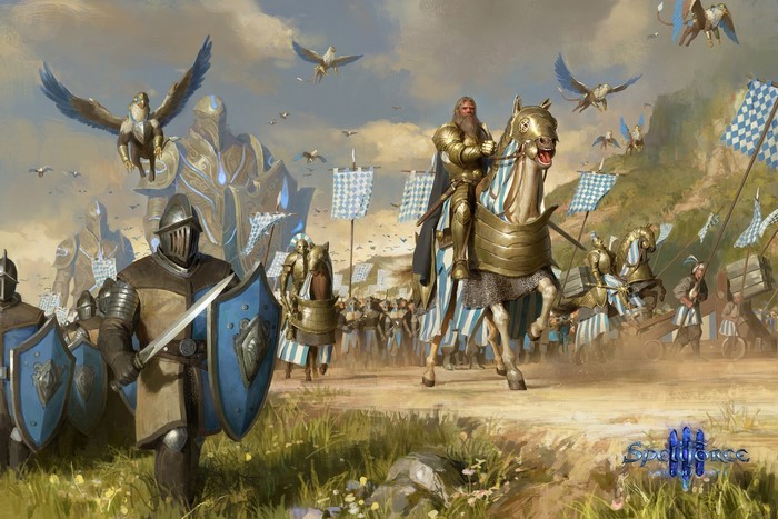 Senfeng Chen, army, knight, Griffins, fantasy armor, SpellForce 3, giant, fantasy art