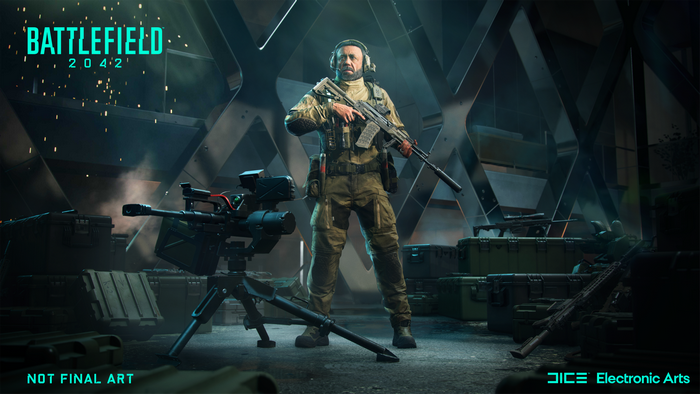 Battlefield 2042, PC gaming, EA DICE, video games, weapon, dice, video game man