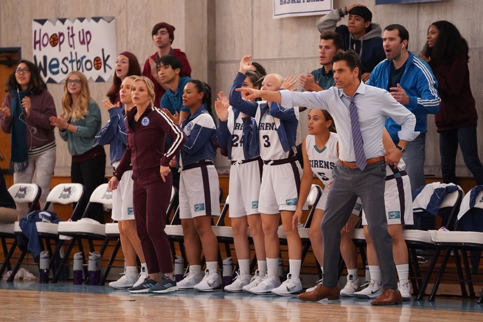 John Stamos and Holly Barrett on the sidelines of Big Shot