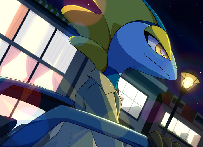 Inteleon in a Suit at Night