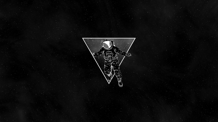 triangle, monochrome, astronaut, space, geometric figures, artwork