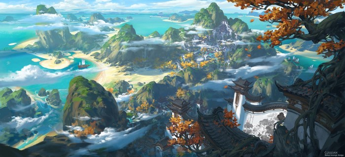 clouds, gliulian, fantasy art