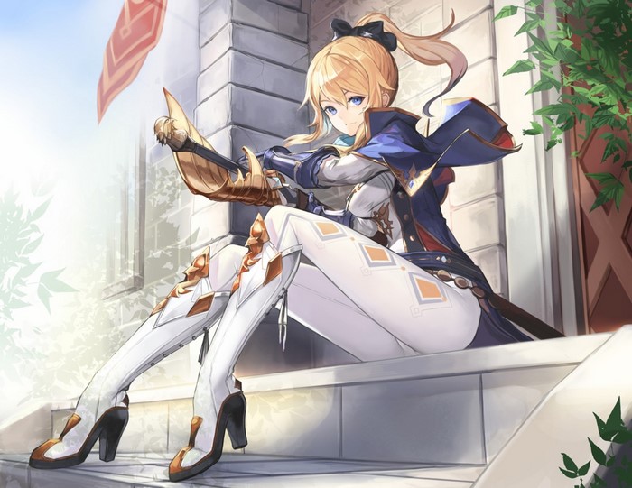 anime girls, sword, Jean (Genshin Impact), blonde, Genshin Impact