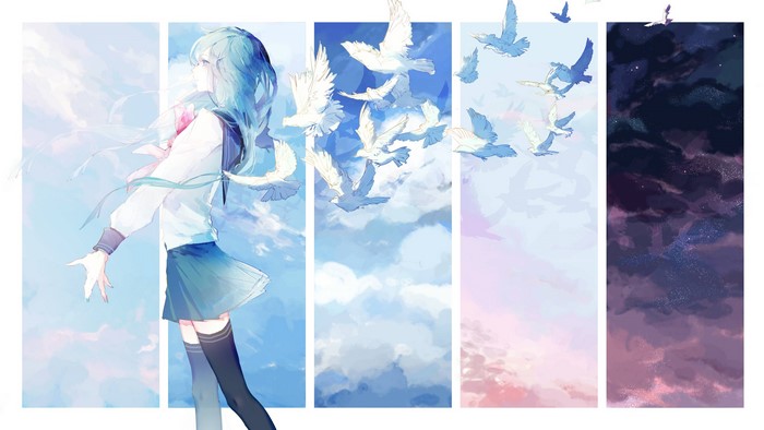 4K, 4K, drawing, anime girls, thigh-highs