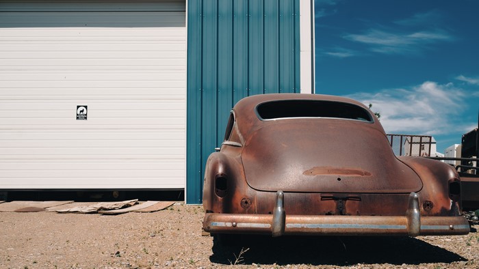 4K, rear view, Vintage car, car, photography, rust