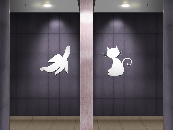 4K, public restroom, toilets, pictogram, signs, humor