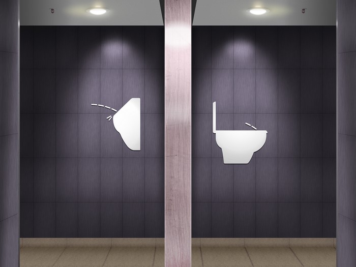4K, public restroom, pictogram, toilets, signs, humor