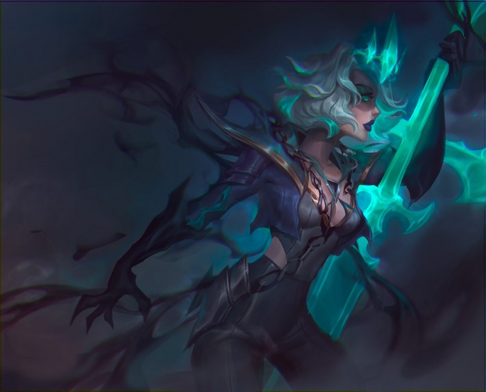 women, girls with swords, Angelina Chernyak, fantasy art, weapon, Viego (League of Legends), claws, fantasy girl, artwork, sword, green eyes