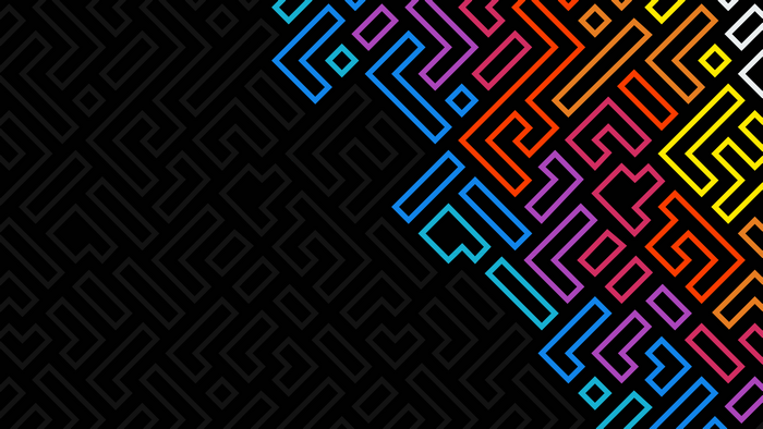 Abstract Colorful Maze Pattern on Black