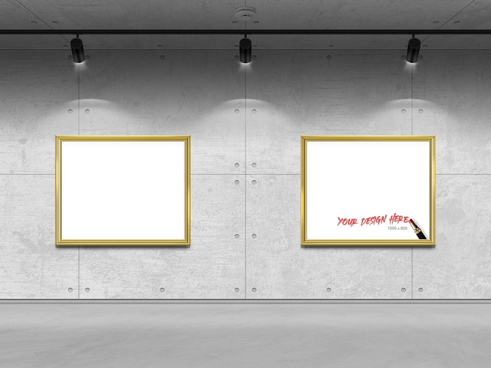 4K, picture frames, ceiling lights, template, art gallery