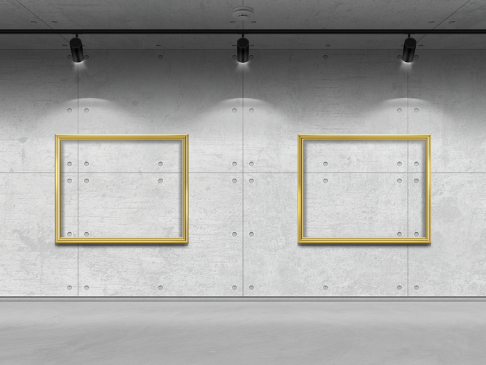 4K, texture, picture frames, concrete, art gallery, ceiling lights