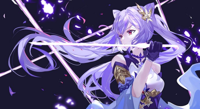 Keqing from Genshin Impact with Sword