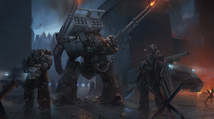 4K Warhammer 40,000 Space Marine Dreadnought with Tank