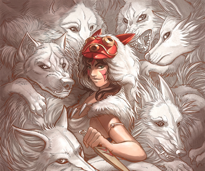 Princess Mononoke and her Wolf Family