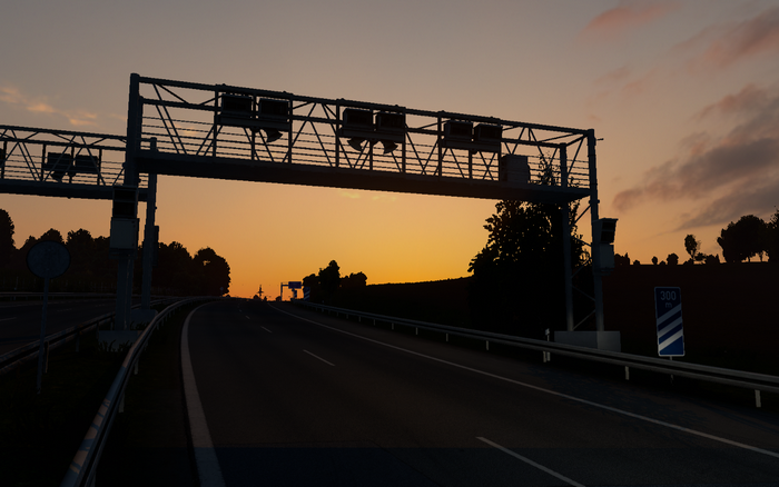 ETS2, Europe, transport, video games, sunset, highway
