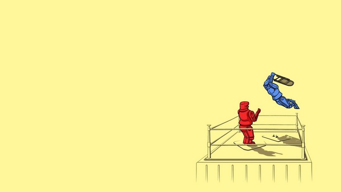 simple background, Fight Ring, humor, robot