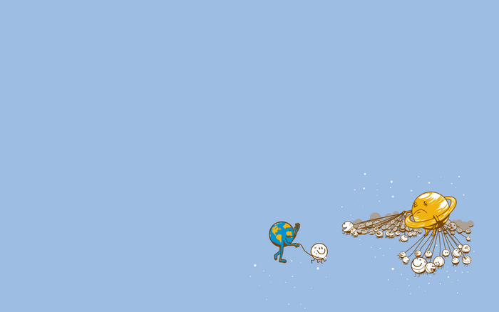 simple background, Moon, Earth, Saturn, planet, minimalism, humor
