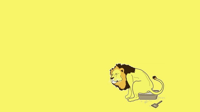simple background, simple, humor, yellow, lion