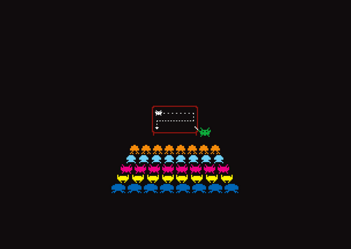 video games, minimalism, retro games, Space Invaders, humor