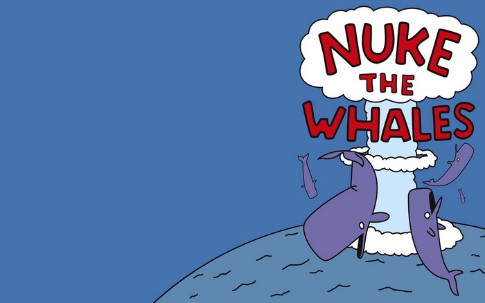 nuclear cloud, whale, humor