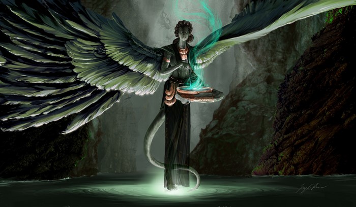 4K, artwork, fantasy art, wings, tail