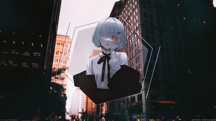 4K, picture-in-picture, watermarked, anime girls, anime