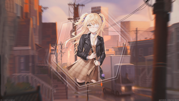 4K, anime girls, picture-in-picture, anime, Genshin Impact, Fischl (Genshin Impact)