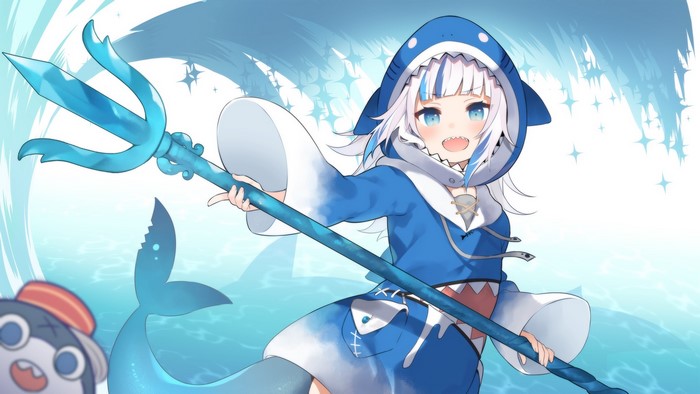 water, Gawr Gura, anime girls