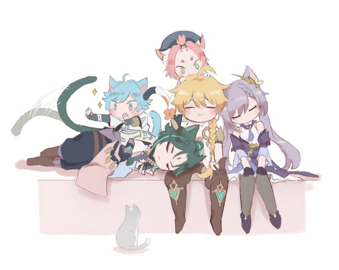 Diona (Genshin Impact), anime girls, Xiao(Genshin Impact), Keqing (Genshin Impact), Genshin Impact, Chongyun(Genshin Impact)