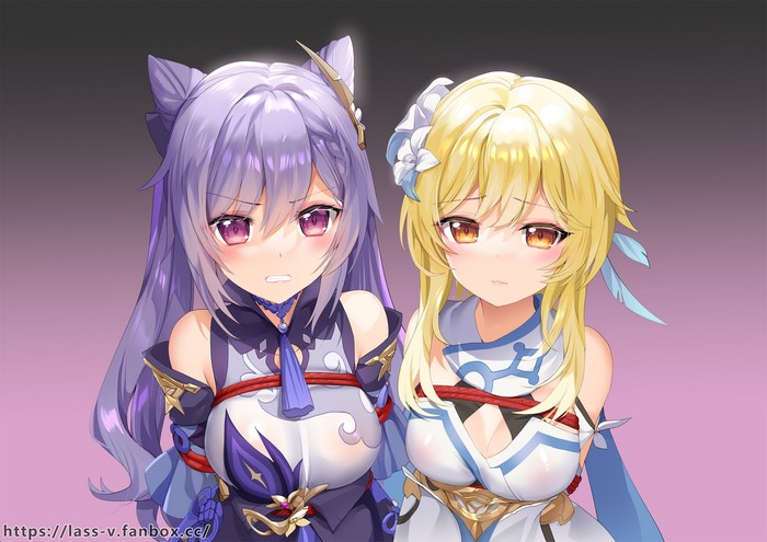 BDSM, Lumine (Genshin Impact), anime girls, Keqing (Genshin Impact), Genshin Impact