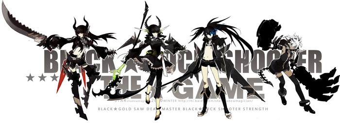 Black Rock Shooter Characters with Weapons and Horns