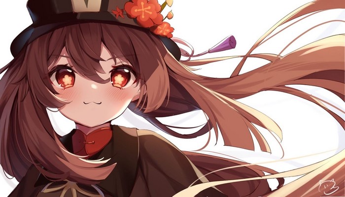 Nahaki, anime girls, Hu Tao (Genshin Impact), brunette, brown eyes, Genshin Impact, loli