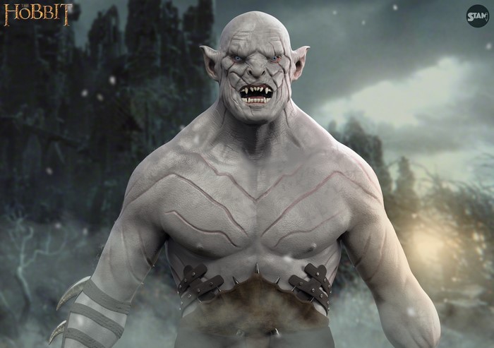 4K, digital painting, J. R. R. Tolkien, Azog the Defiler, drawing, artwork, digital art, The Hobbit, Middle Earth, Stam Quito