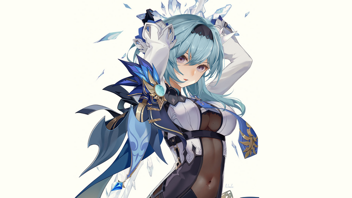 4K, Eula (Genshin Impact), blue hair, Genshin Impact, anime girls, ninelie