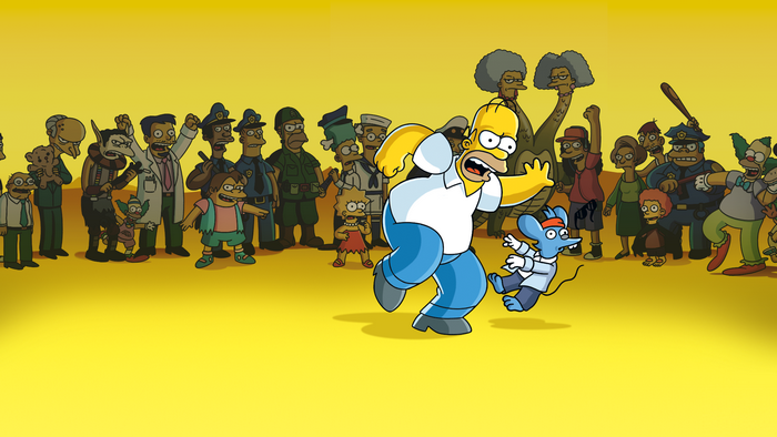 cartoon, yellow background, The Simpsons, Homer Simpson, The Simpsons Game
