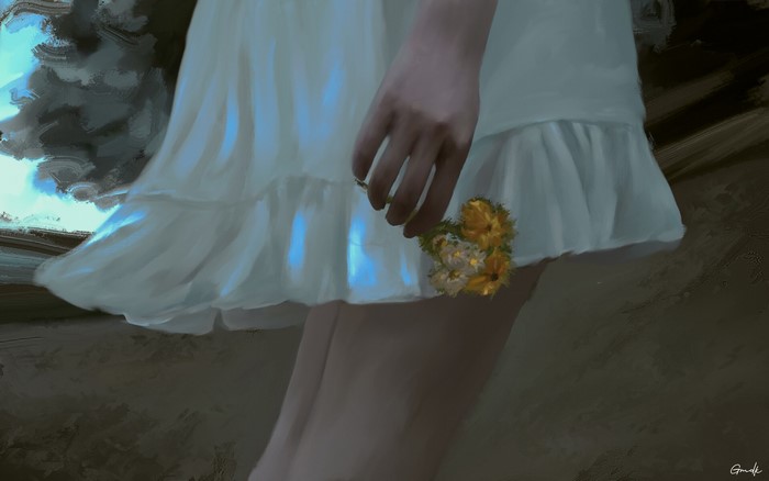 drawing, artwork, Gmdk, digital art, flowers