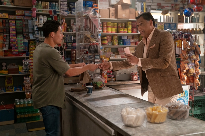 Jimmy Smits and Anthony Ramos in a convenience store