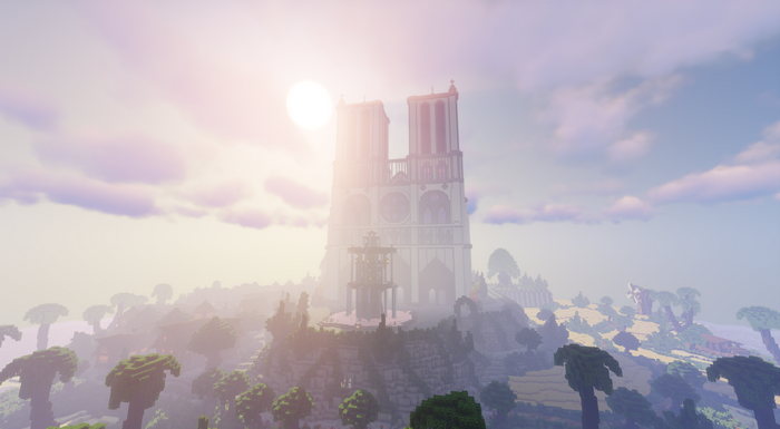 PC gaming, video games, video game art, landscape, screen shot, Minecraft, Notre-Dame