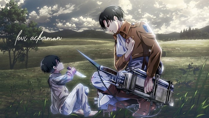 blood, Shingeki no Kyojin, Levi Ackerman, anime boys, anime, children, knife, anime men, landscape