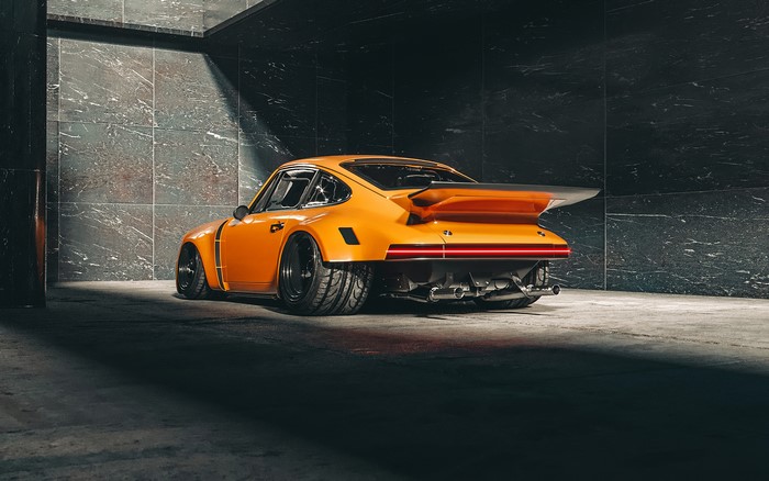 digital car, numbers, car, modified car, vehicle, orange cars, stanced, Porsche 911, Porsche 911 RSR, yellow, digital, Khyzyl Saleem, Porsche