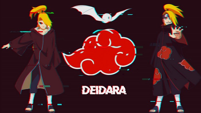 anime boys, yellow hair, simple background, Naruto Shippuuden, anime, Deidara, standing, anime girls
