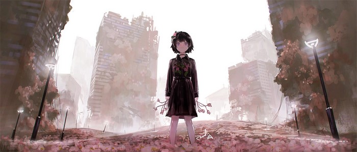 anime, Reoen, anime girls, ruin