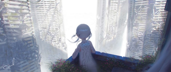 Reoen, anime girls, ruin, anime